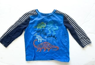 Hatley blue with stripe sleeve dinosaur print shirt size 3T