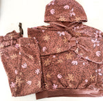 Souris Mini 2pc with floral print matching set with hoodie with front pocket size 8 (128cm)