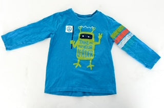 Hatley blue LS shirt with alien graphic print size 4T