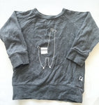 Little & Lively	dark grey llama LS crewneck shirt size 1-2T