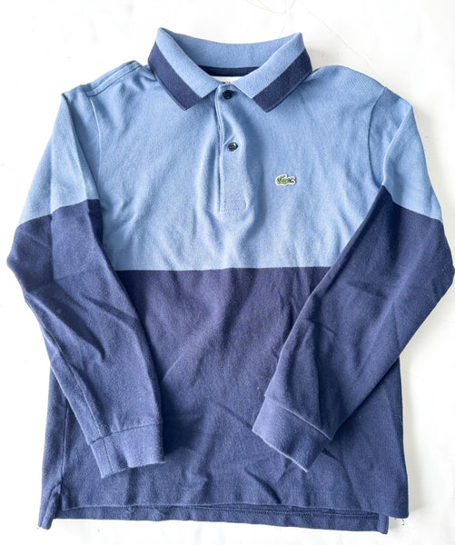 Lacoste blue color block polo LS shirt   (size 12)