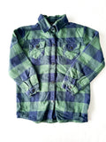 Little Bipsy Green/navy plaid fleece shacket (size 4/5)