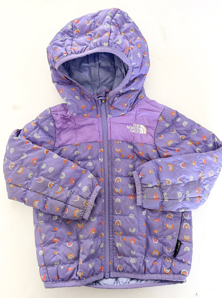 North Face purple hooded jacket w/rainbow print(size 2)