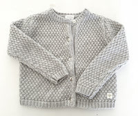 Carrement Beau grey LS knit cardigan w/silver buttons and threading (size 2)