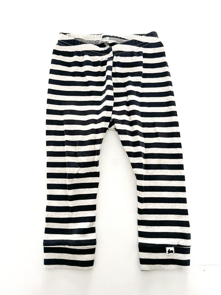 Little & Lively black and grey stripe leggings size 18-24 months