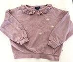 Souris Mini purple sweater w/ruffle collar and gold bird print (size 7)