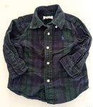 Ralph Lauren navy/green corduroy button shirt (12 months)