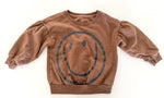 Baby Gap brown sweater w/smile face print & balloon sleeves (size 2)