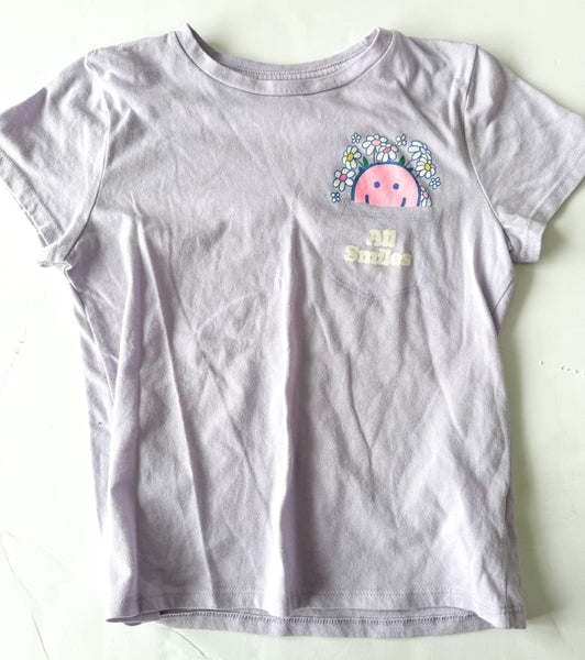 Old Navy lilac t-shirt w/smiley  (size 10/12)