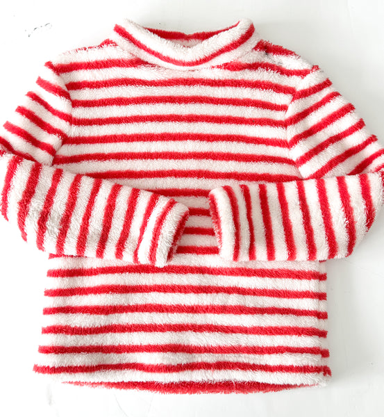 Boden red/white stripe fuzzy pullover (size 9/10)