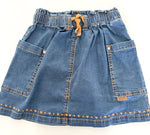 Souris Mini dark denim skirt w/elastic waistband & embroidered mini heart details (size 8)