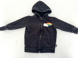 Whistle & Flute LS hoodie with small cloud and rainbow print size 1-2Y