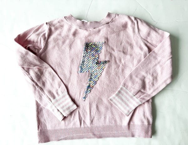 Gap pink pullover w/sequin thunderbolt(size 6/7)