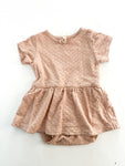 Quincy Mae pointelle tan dress (0-3 months)
