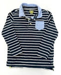 Hatley blue & white stripe LS shirt with front pocket size 3T