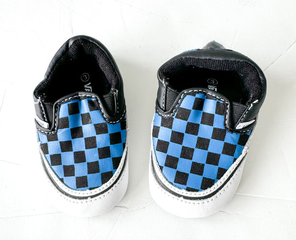 Vans blue/black checker crib shoes(size 3)