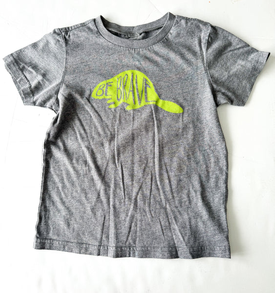 Little Orchard be brave grey t- shirt  (size 5)