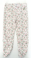 Souris Mini cream with pink and green floral print leggings with ruched hem detail size 8 (128cm)