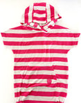 Souris Mini pink & white stripe Terry cloth SL hoodie dress (size 7)