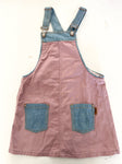 Souris Mini mauve w/denim overall dress w/floral embroidered detail (size 7)