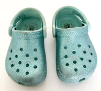 Crocs baby blue sparkling clogs (size 6C)