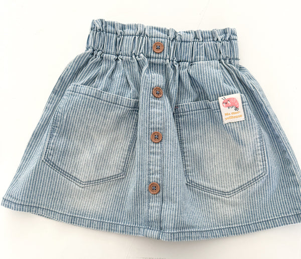 Souris Mini pinstripe denim paperboy skirt w/front buttons (size 5)