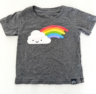 Whistle & Flute dark grey cloud with rainbow tee shirt size 1-2 Y