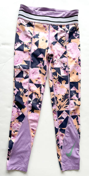 Nike active  floral print pants purple  (size 8)