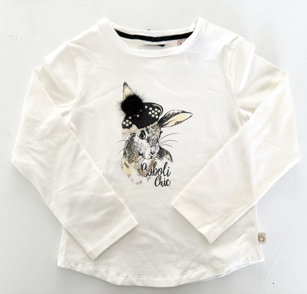 Boboli cream LS shirt w/chic bunny print  (size 4)