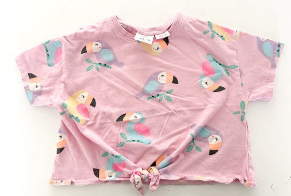 Zara pink Sl t-shirt w/parrot print and tie die (size 2/3)