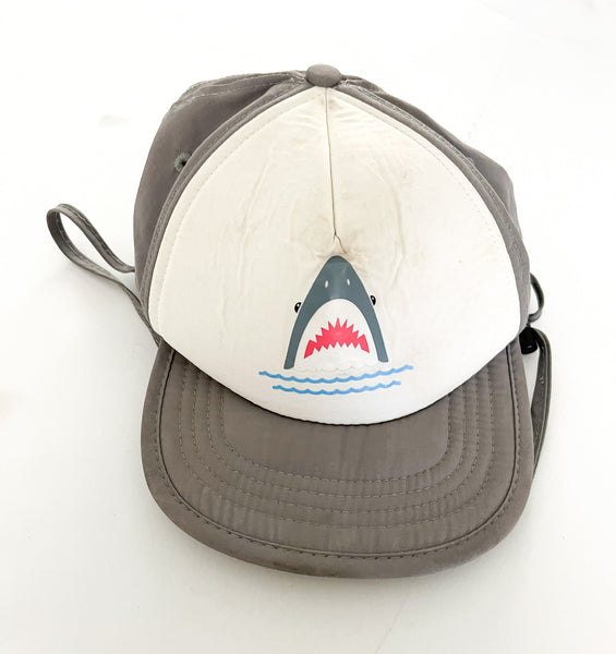 Bitty Brah grey nylon baseball hat with shark and drawstring size N/A