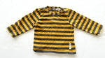 Moulin Roty grey and yellow stripe LS shirt with snap button detail size 6 months