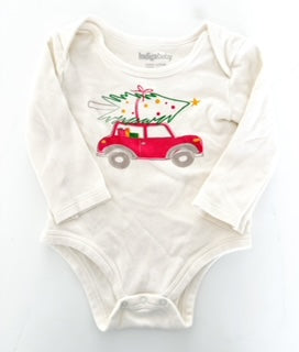 Indigo Kids cream LS bodysuit with Christmas tree print size 3-6 months