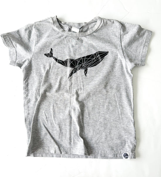 Hey Baby! whale print grey t-shirt   (size 4)