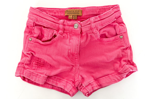 Souris Mini pink soft and stretch denim shorts size 7 (122cm)