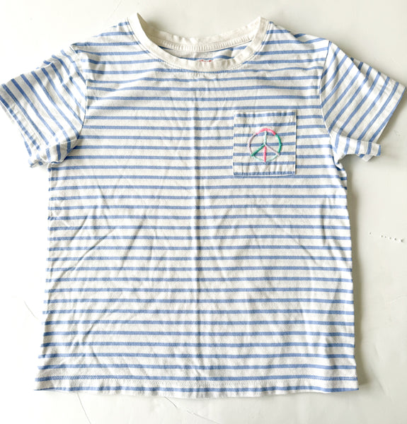 Cat & Jack blue/white stripe t-shirt w/peace sign (size 10/12)