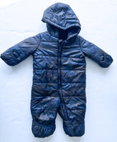 Joe Fresh blue/black came print one piece snowsuit  (3-6 months)