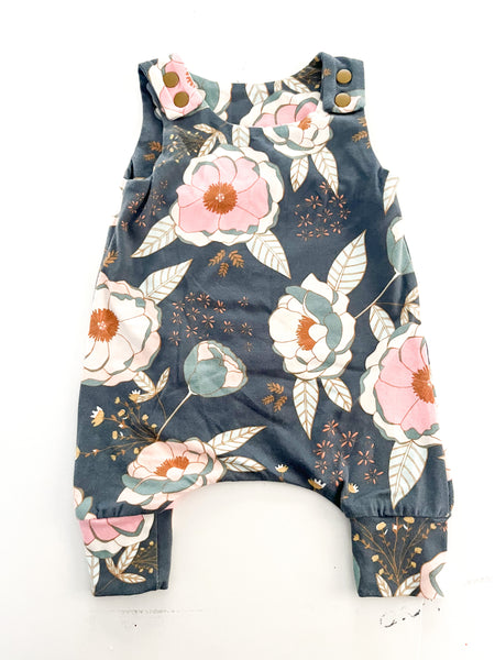 large floral print overall romper (3-6 months)