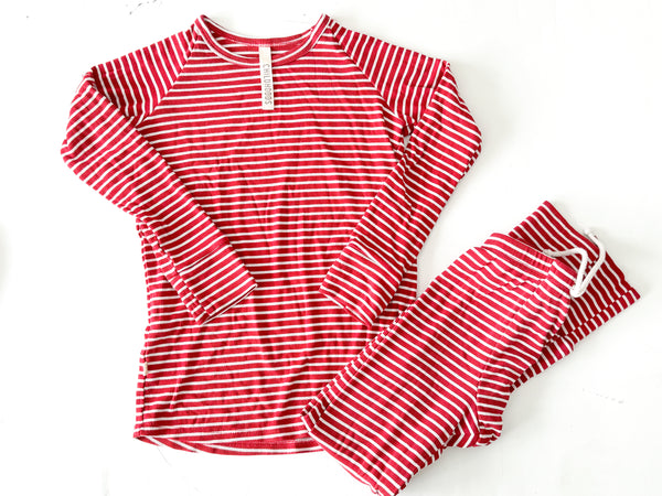 Childhoods red/white stripe 2 pc pyjamas  (size 8/9)