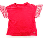Benetton red t-shirt w/red plaid sleeves  (size 2)