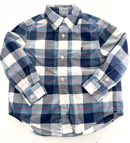 Ralph Lauren blue plaid button shirt   (size 2)