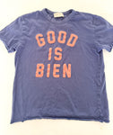 Zara navy blue t-shirt w/ "good is bien" print  (size 8)