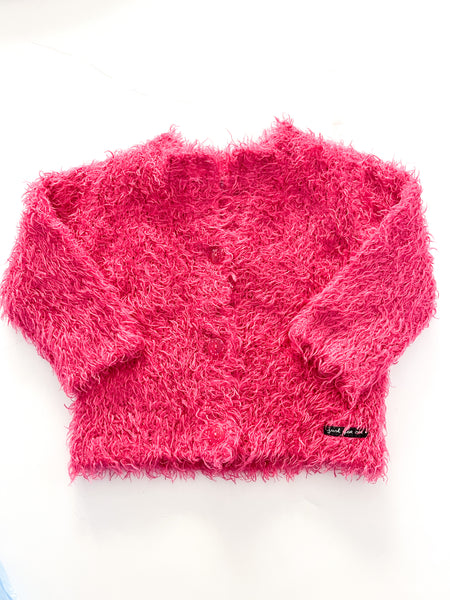 3 Pommes pink fuzzy cardigan  (12 months)