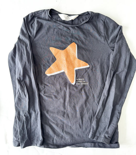 HM grey LS shirt w/metallic star (size 8-10)