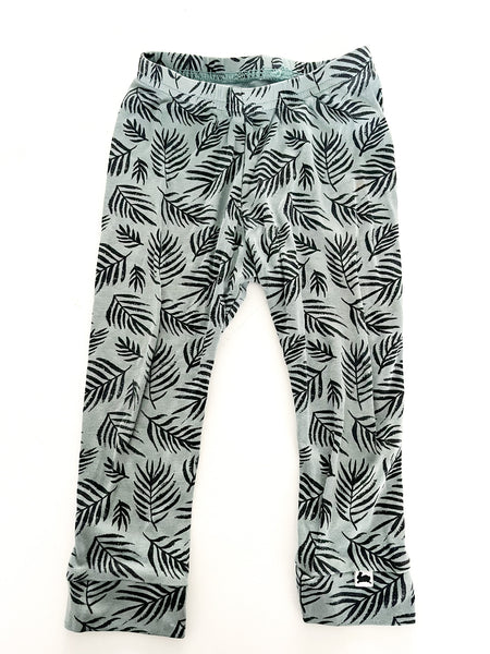 Little & Lively teal blue leggings with palm leaf print size 18-24 months