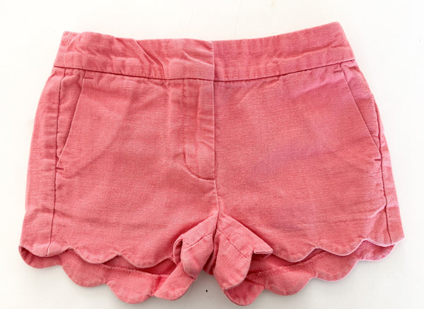 Crewcuts pink linen cotton shorts w/scallop detail (size 4)