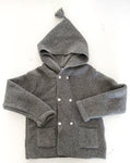 Patachou grey knit hoodie w/pom  (size 4)