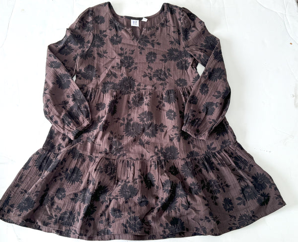 Gap brown dress w/floral print (size 8/9)