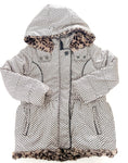 Catimini heart print hooded winter jacket with leopard print fleece lining size 4 (104 cm)