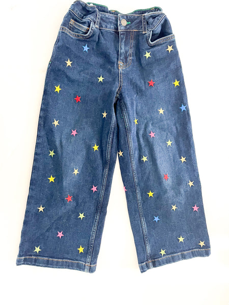 Boden embroidered collared star wide leg jeans(size 9)